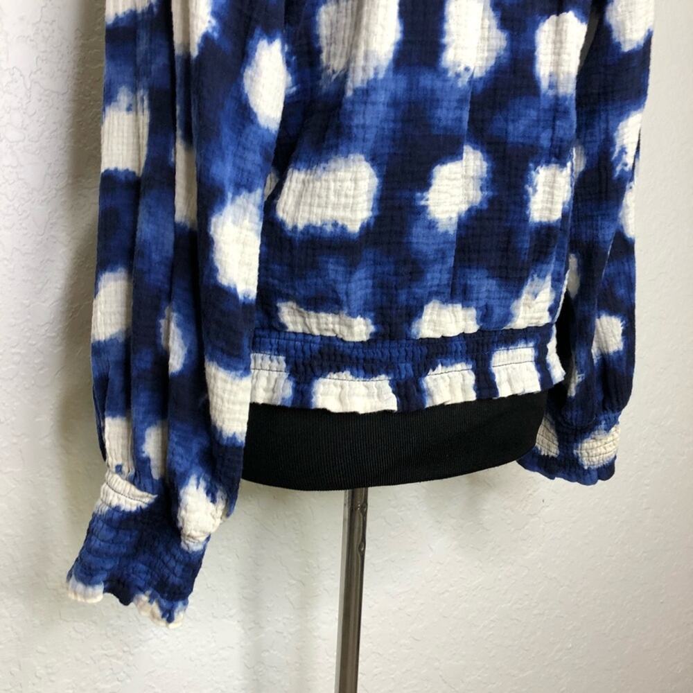 Porridge blue white smocked trim peasant style top size Small - Picture 11 of 15